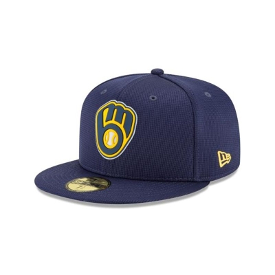 Milwaukee Brewers Gorra | New Era MLB Clubhouse Collection 59fifty Fitted Cap Mexico - Azules